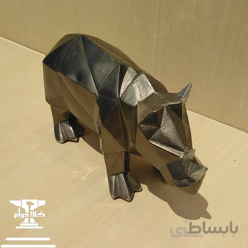 مجسمه کرگدن | مجسمه دکوری هندسی از جنس رزین