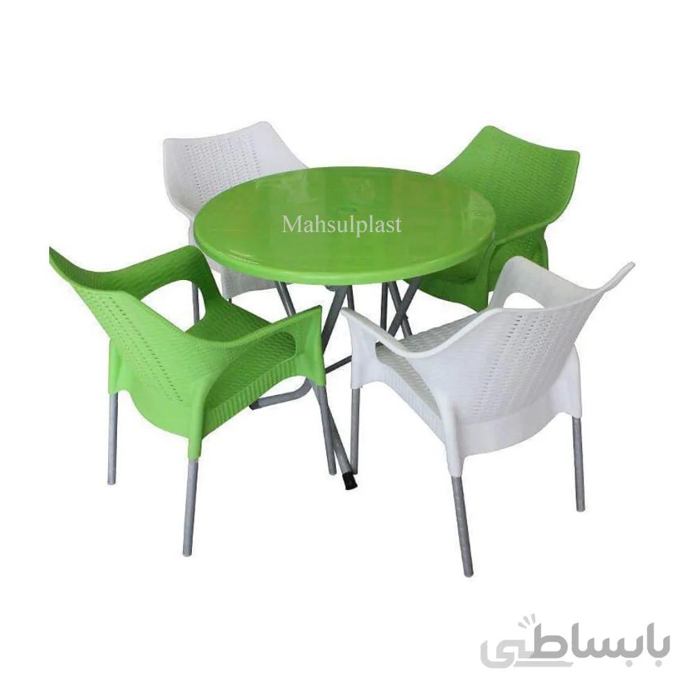 ست میزوصندلی پایه فلزی 4 نفره حصیربافت 991-722