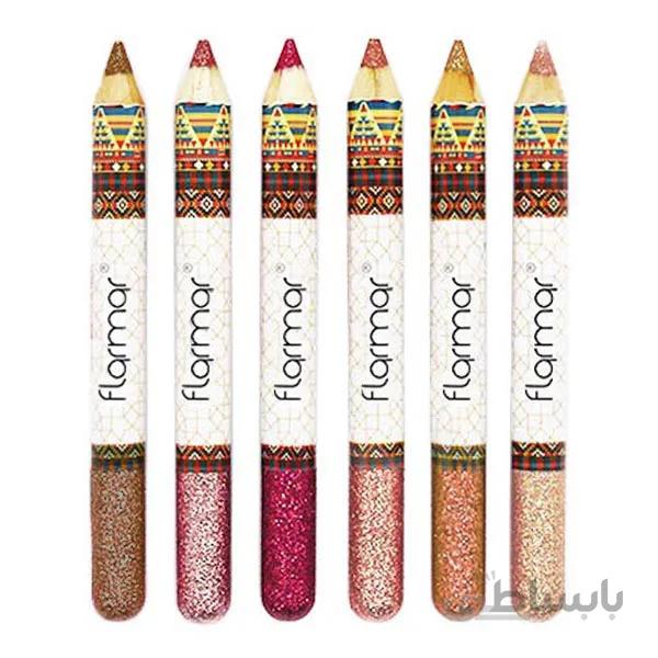 رژ مدادی ۶ عددی اکلیلی فلورمار (Flormar Glittering Lipstick Pencil-Code 01)