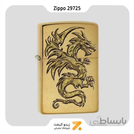 فندک بنزینی زیپو طلایی با طرح اژدها مدل 29725