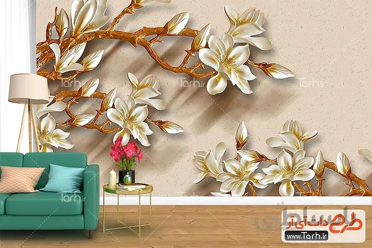 کاغذ دیواری 3 بعدی شکوفه