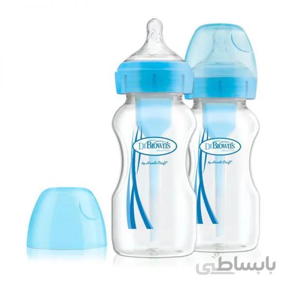 شیشه شیر 270 میل آبی پهن بدون جعبه دکتر براون Dr Brown’s
