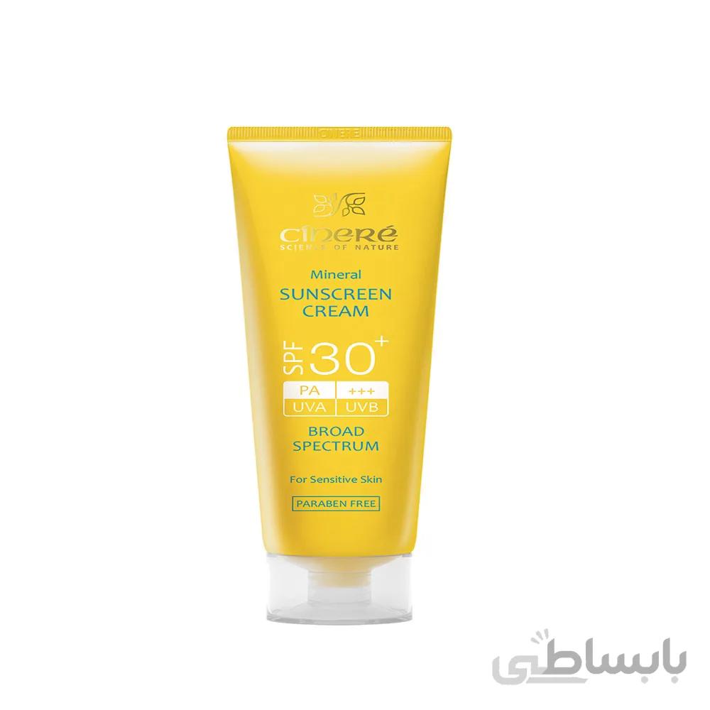 کرم ضد آفتاب مینرال سینره مخصوص پوست های حساس با +SPF30 حجم ۵۰ میل – بی رنگ