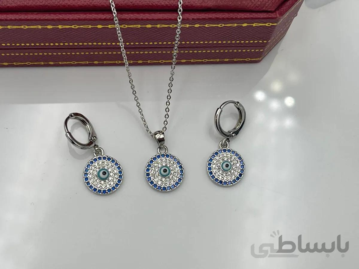 نیم ست چشم نظر نقره ای