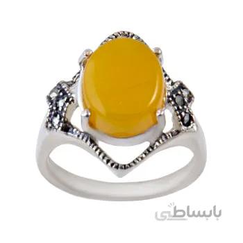 انگشتر نقره زنانه عقیق شرف الشمس طرح نگین مارکازیت کد AW_258