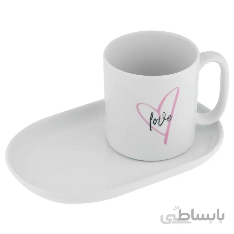 ماگ مدل LOVE به همراه بشقاب سرو