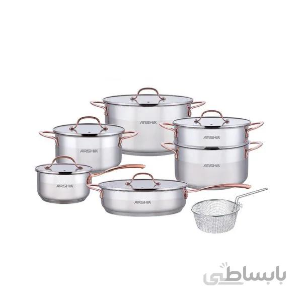 سری قابلمه ۱۲ پارچه استیل عرشیا مدل SS064-2620