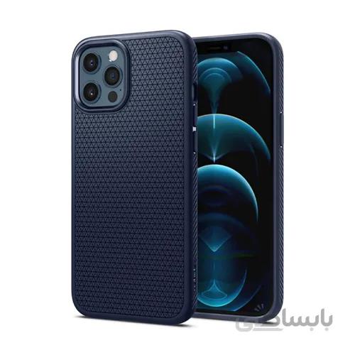 کاور اسپیگن مشکی Liquid Air مناسب برای گوشی موبایل اپل iphone 12 pro max ا Black Liquid Air spigane cover suitable for Apple iphone 12 pro max