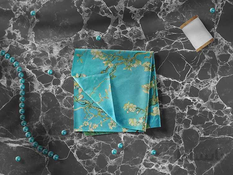 شال با طرح نقاشی شکوفه های بهاری