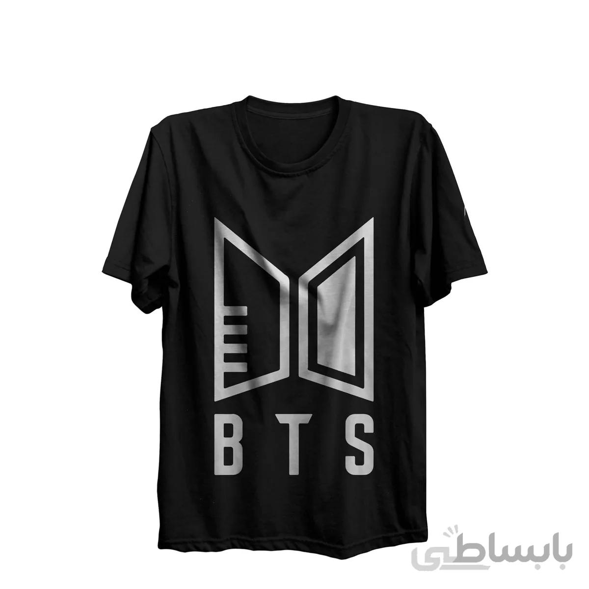 تیشرت یقه گرد مشکی طرح گروه موسیقی بی تی اس BTS کد KCT10031
