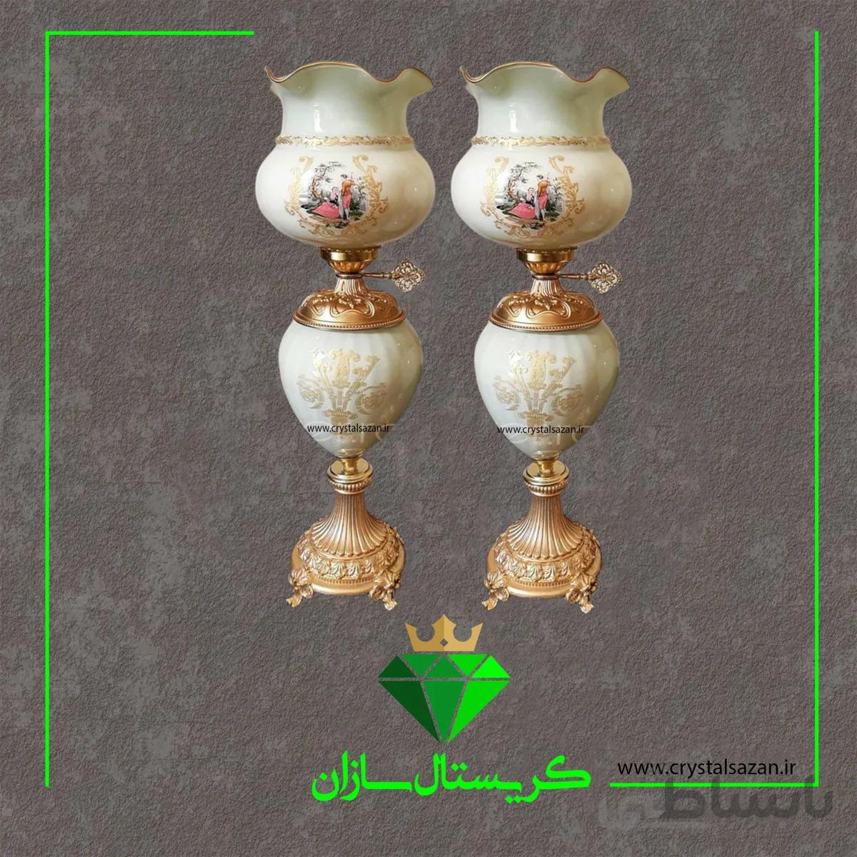 چراغ نفتدان لب چین مدل دنس رنگ شیری کد N1283 کریستال سازان