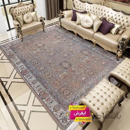 فرش ماشینی زمرد مشهد طرح 50002 بژ گل برجسته