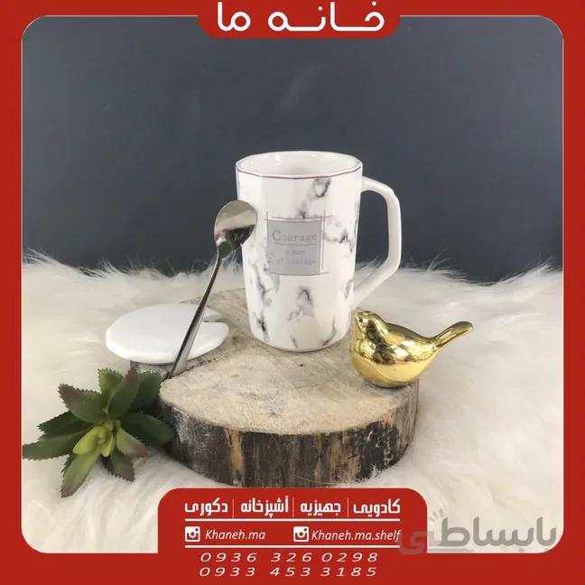 لیوان ماگ ماربل قاشق دار x98
