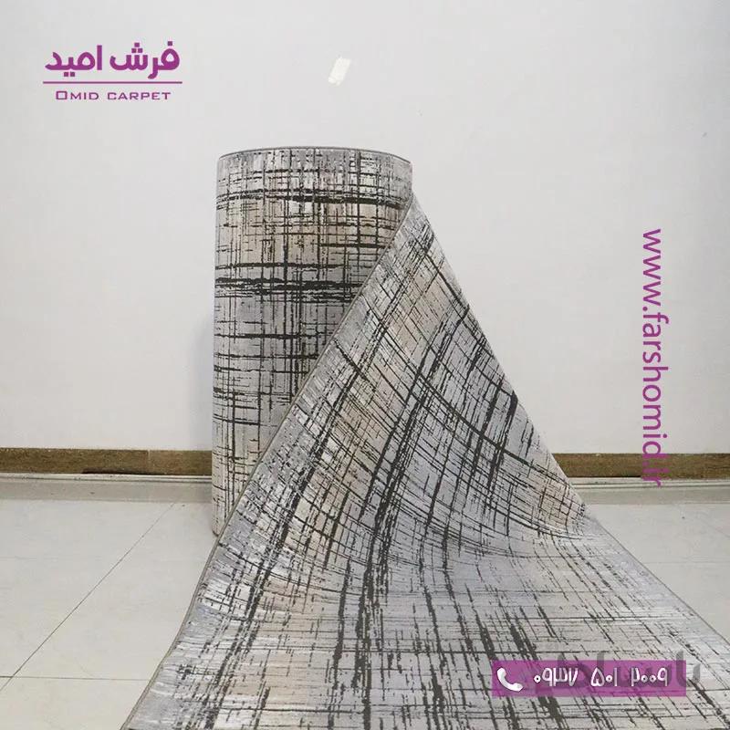 فرش کناره و فرش پله مدرن و پتینه کد 41005n نقره ای فرش سیزان