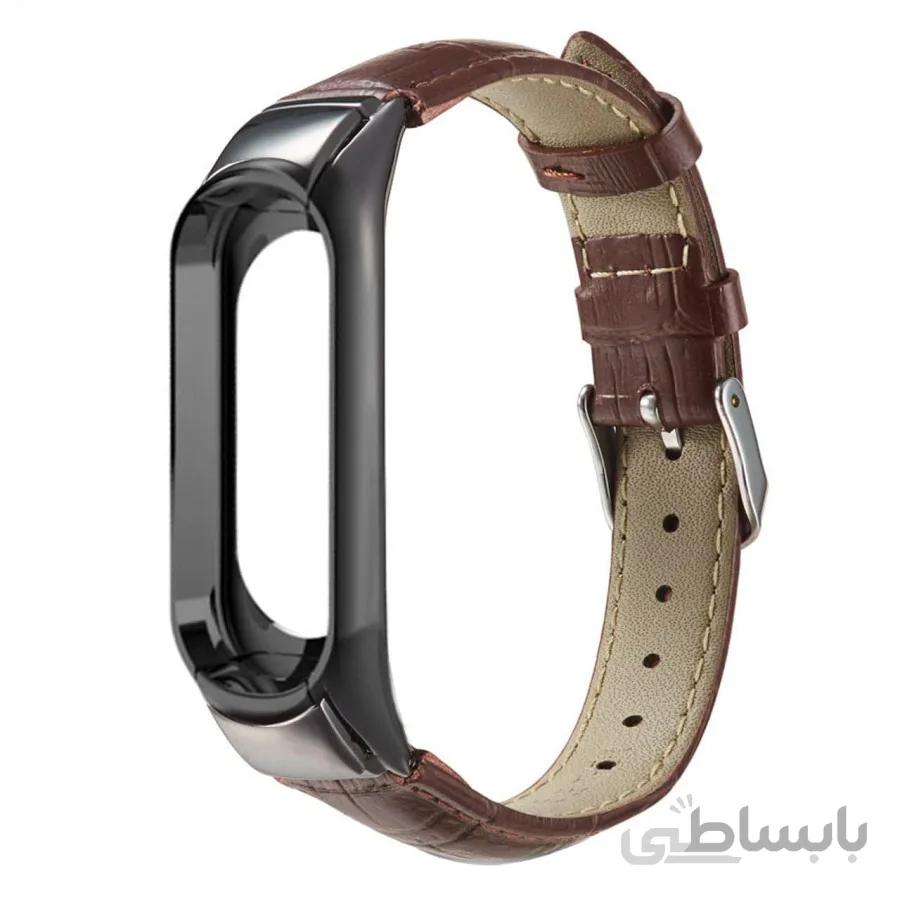 بند چرمی میبند مدل Crocodile Leather مناسب برای Mi Band 3 / Mi Band 4