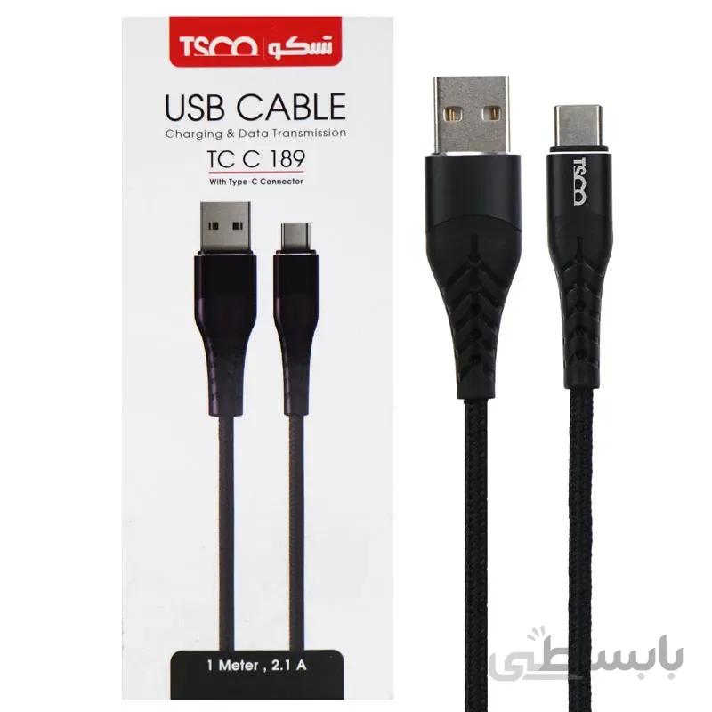 کابل کنفی TSCO TC C189 2.1A 1m Type-C ا TSCO TC C189 2.1A 1m Type-C Cable