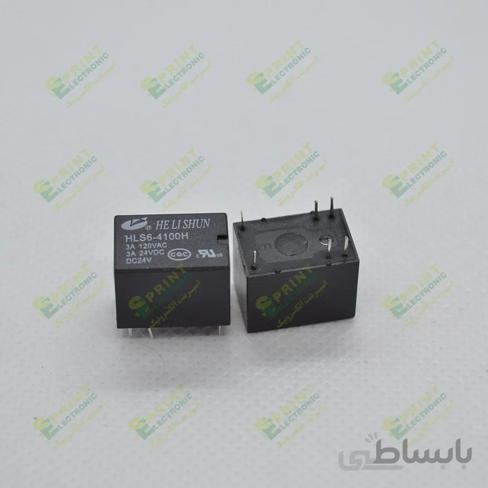 رله 24 ولت مینیاتوری بوبین وسط 6 پایه 3 آمپر رHLS6-4100H-24VDC