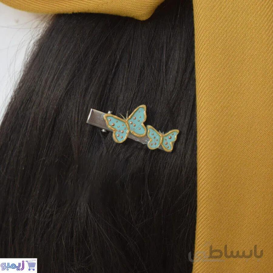 گیره مو پروانه سبزآبی