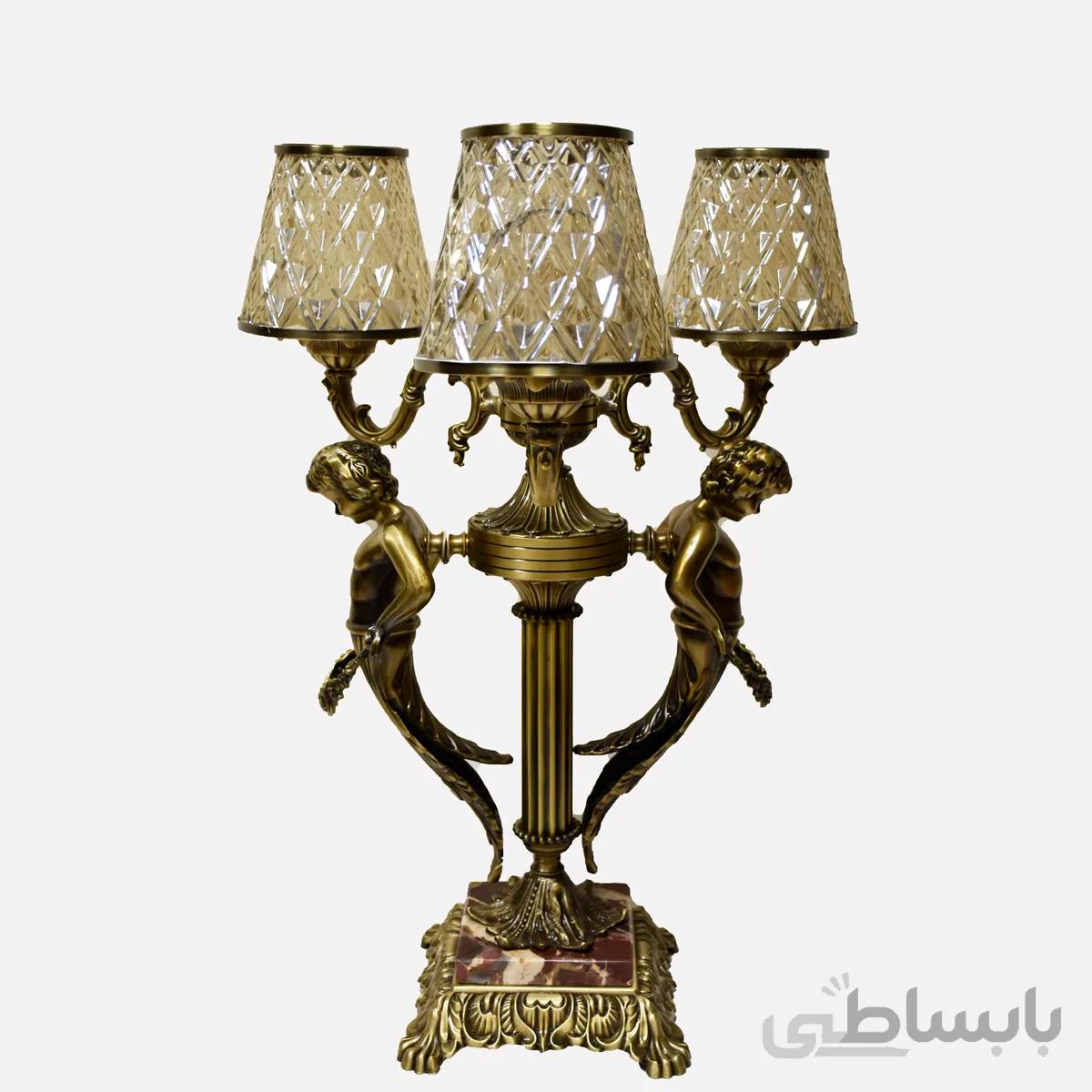 شمعدان سه شاخه با دو مجسمه برنزی