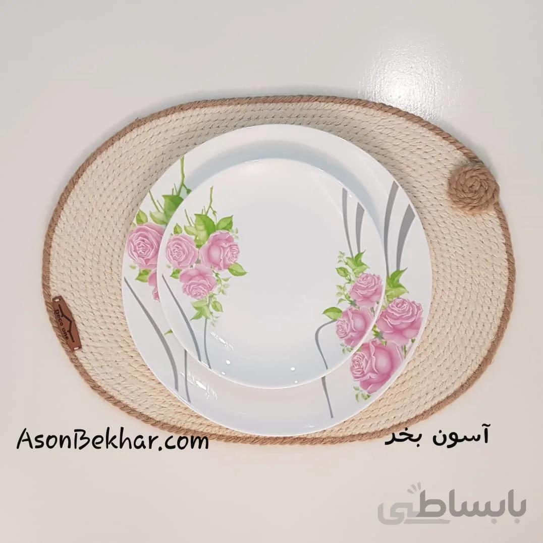 زیر بشقابی کرمی دور کنفی بیضی مدل رزا (Rosa) – دکووان
