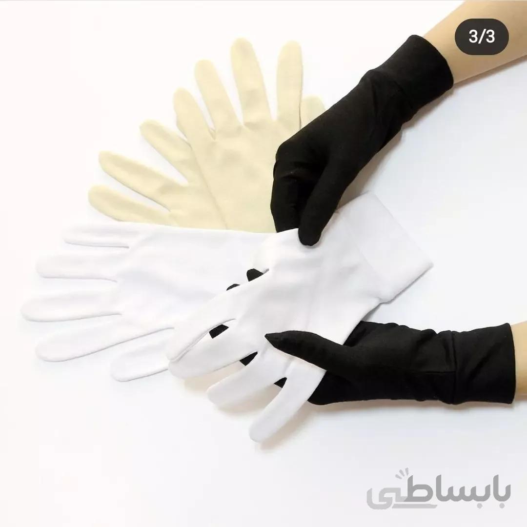 دستکش نخ استریج زنانه و دخترانه فری سایز مشکی رنگ