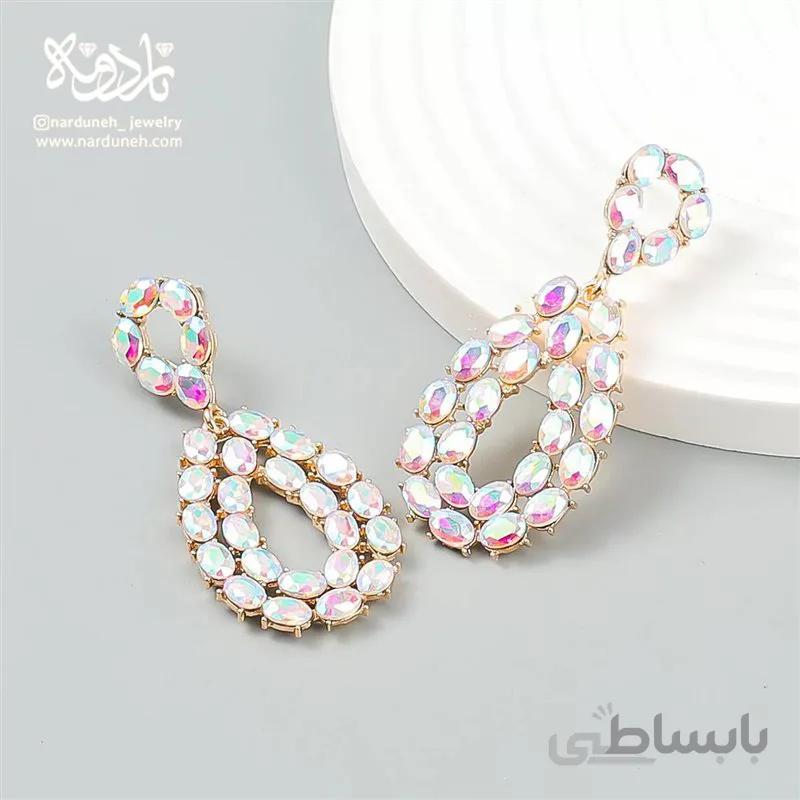 گوشواره نگین هفت رنگ آویز_05