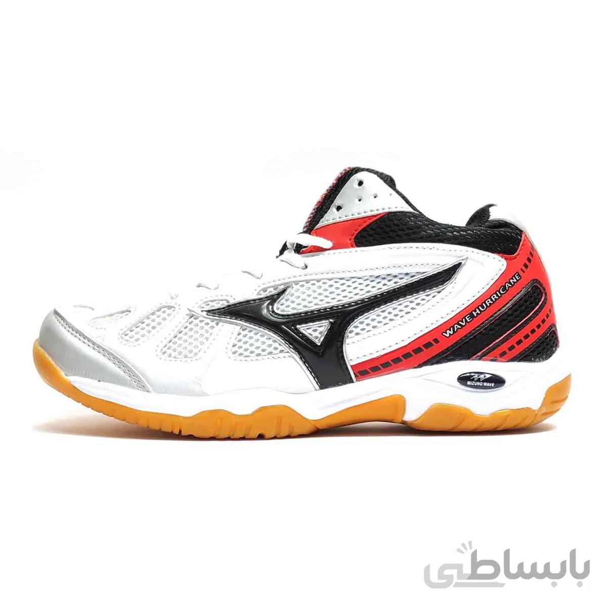 کفش والیبال میزانو مدل Wave Hurricane سفید/مشکی-قرمز