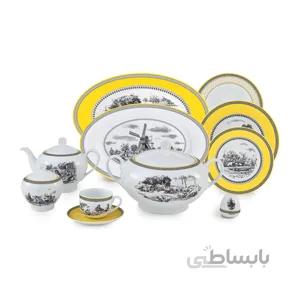 سرویس غذاخوری 102پارچه چینی زرین ایران سری ایتالیااف طرح ویلیج