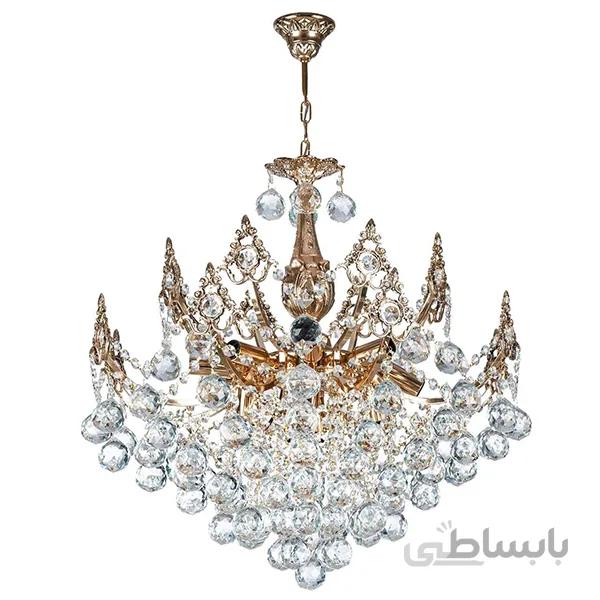 لوستر کریستالی ۱۲ شعله چشمه نور کد H6645/8B برنزی