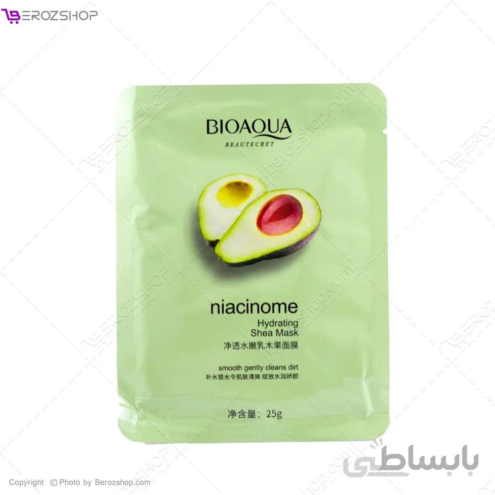 ماسک ورقه ای صورت بیوآکوا مدل آووکادو 25 گرمی ا Bioaqua niacinome shea mask 25g