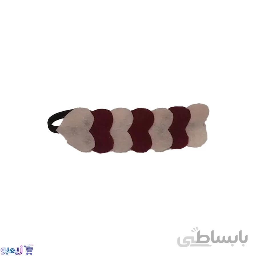 تل نمدی طرح قلب سفید و زرشکی