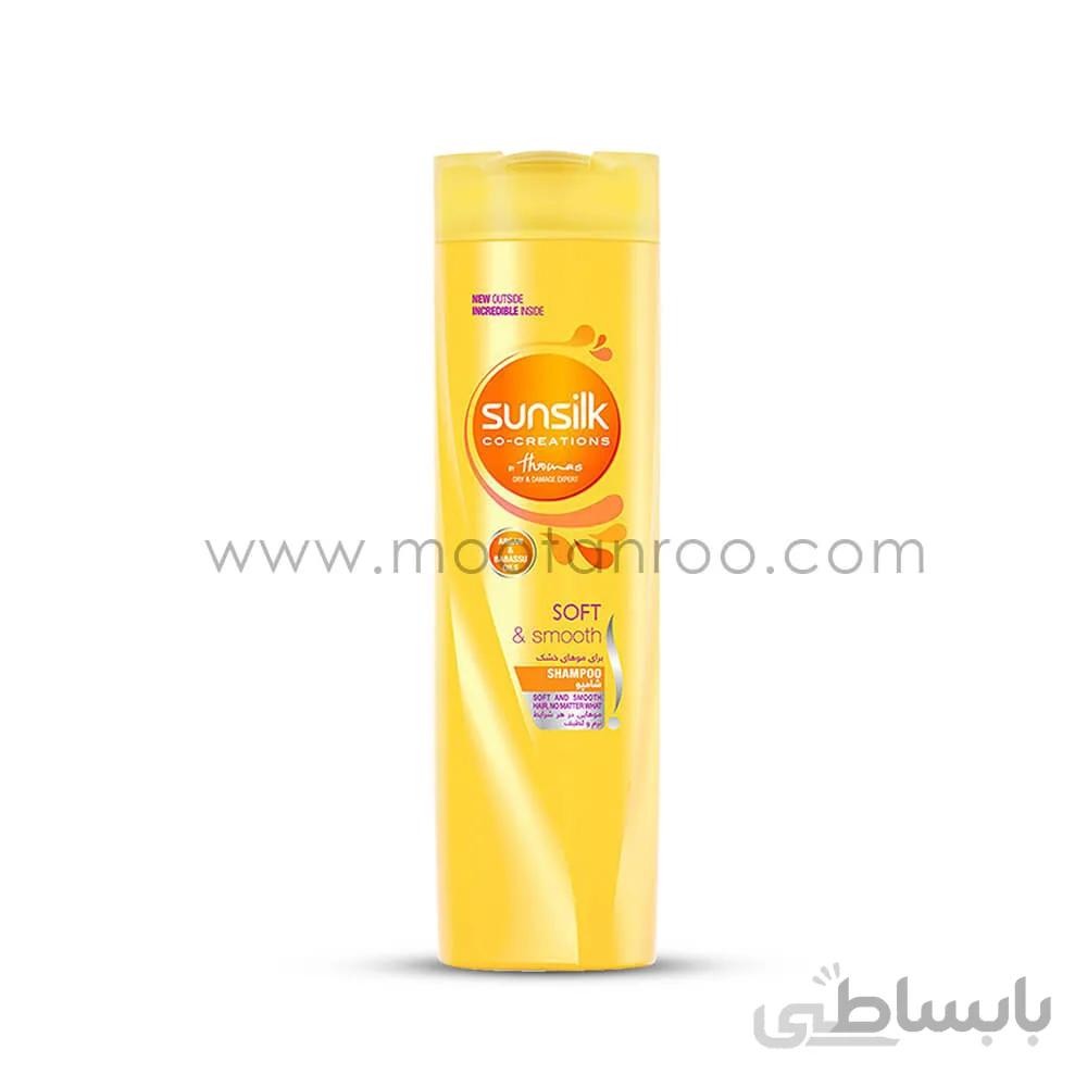 شامپو موی سر سان سیلک مناسب موهای خشک 350 میل ا Sunsilk Nourishing Soft And Smooth Shampoo 350ml