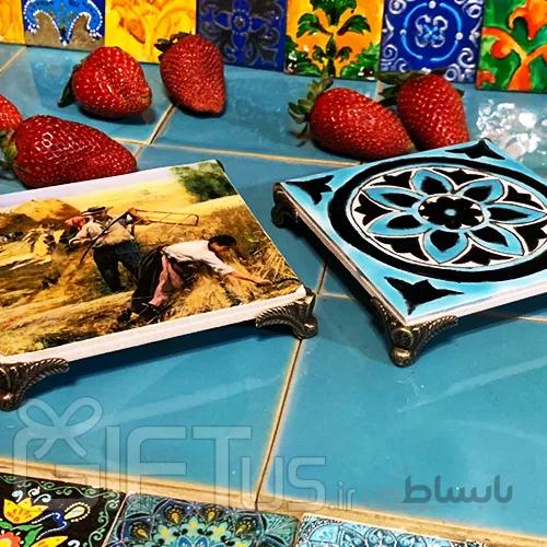 زیر فنجانی کاشی هفت رنگ سنتی