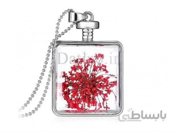 گردنبند زنانه مربع شیشه ای طرح گل استار-Toxic.N.18.1