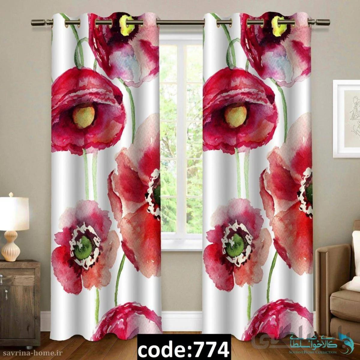 پرده پانچی طرح شقایق مدل Sh-774