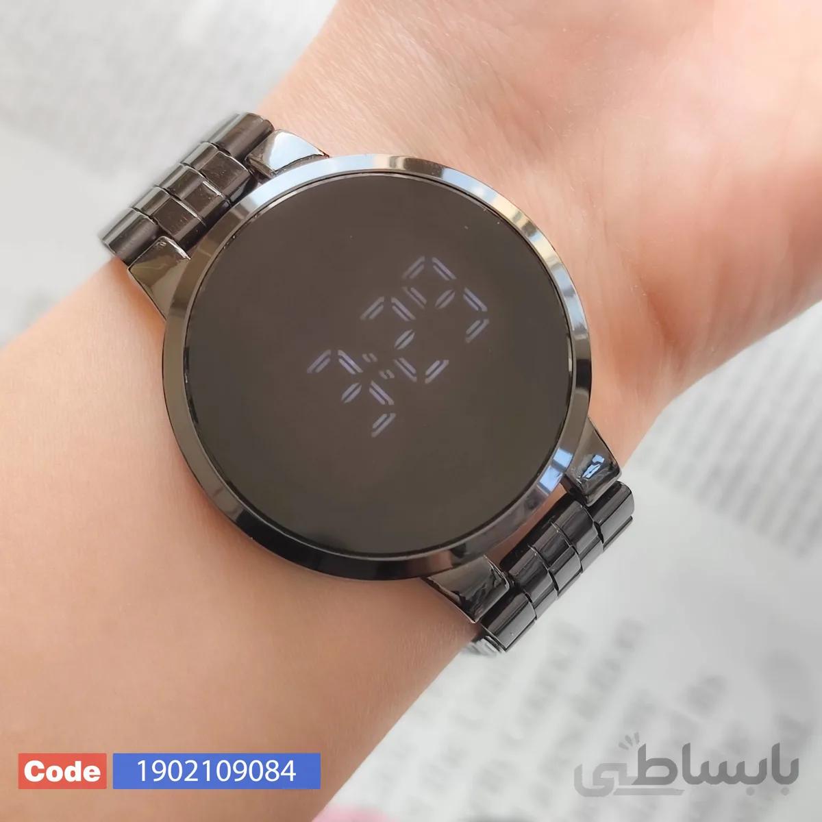 ساعت فلزی گرد led مشکی