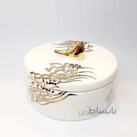 شکلات خوری گرد بزرگ با نوشته طلایی و پرنده طلا ای عشق...