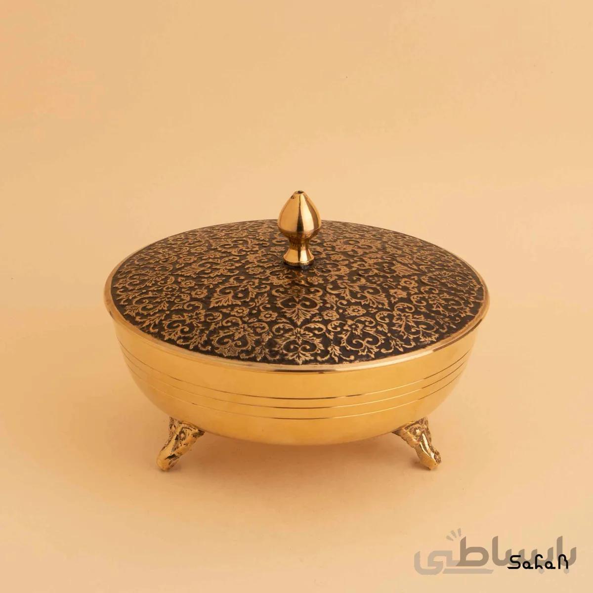 شکلات خوری برنجی میناکاری سه پایه مدل تاج