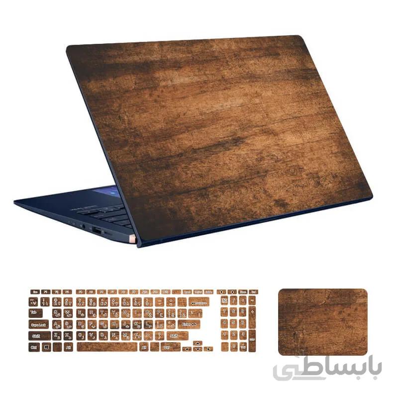 استیکر لپ تاپ طرح Wood کد ۲۹ به همراه استیکر کیبورد