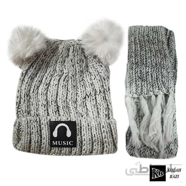 شال و کلاه بافت مدل shk116 ا Textured scarf and hat shk116