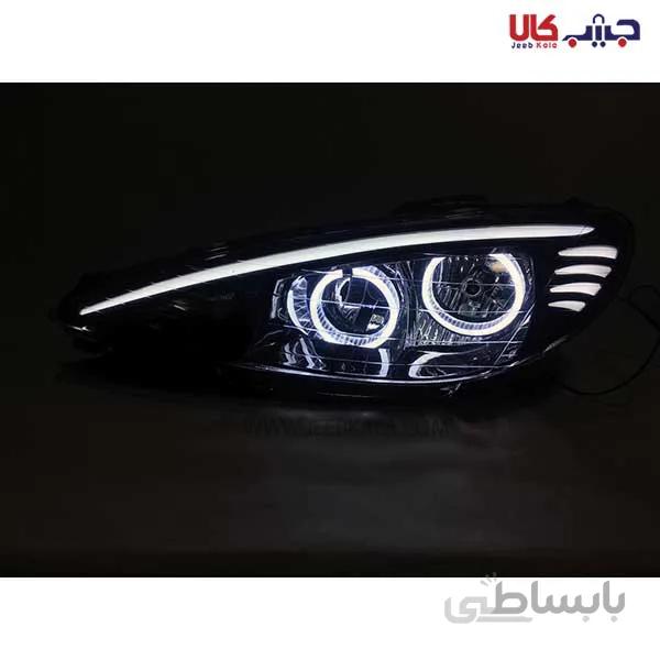 چراغ جلو پژو ۲۰۶ طرح گلس ابرو سفید