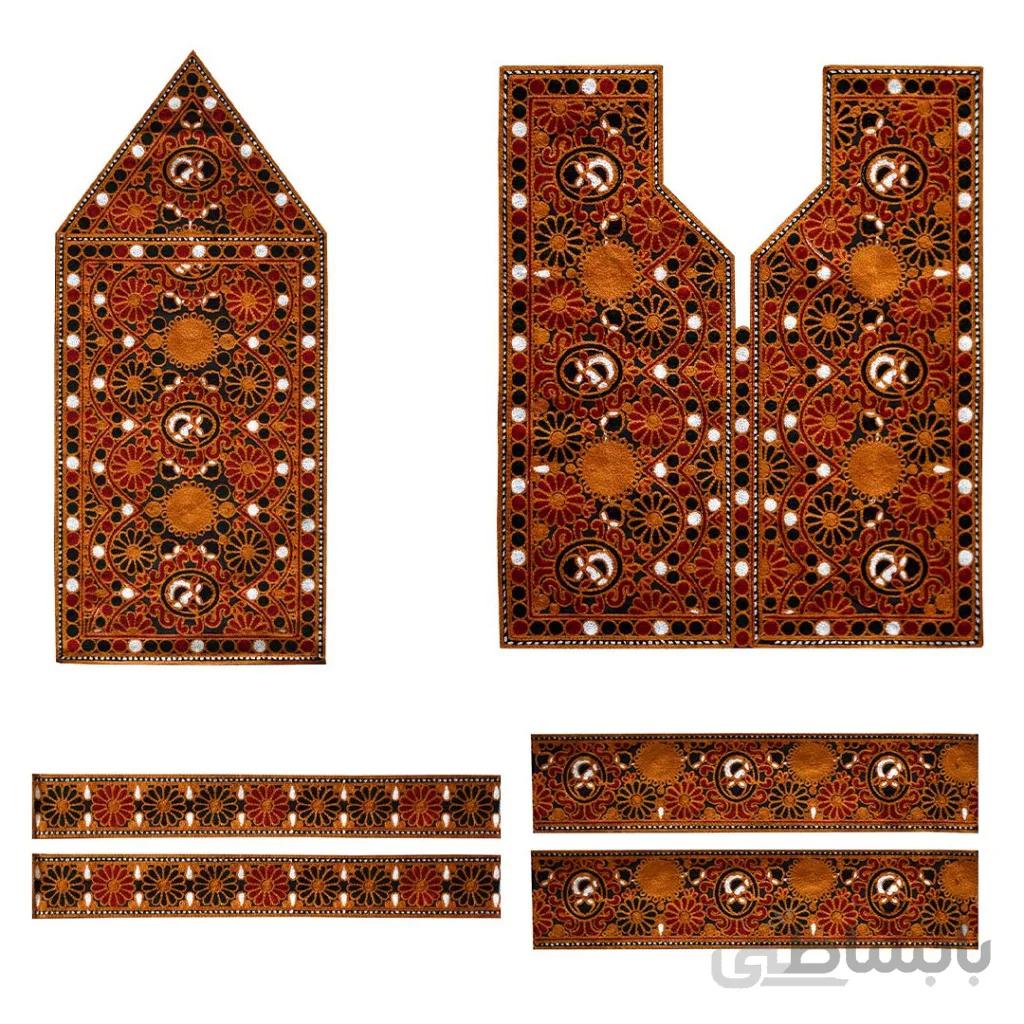 پارچه سوزن دوزی بلوچی 6 تکه مدل Goldar-3022