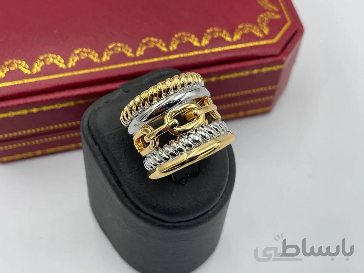 انگشتر پرتفینو نقره ای طلایی ترند