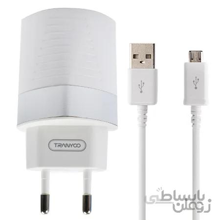 شارژر دیواری Tranyoo V12 + کابل میکرو یو اس بی