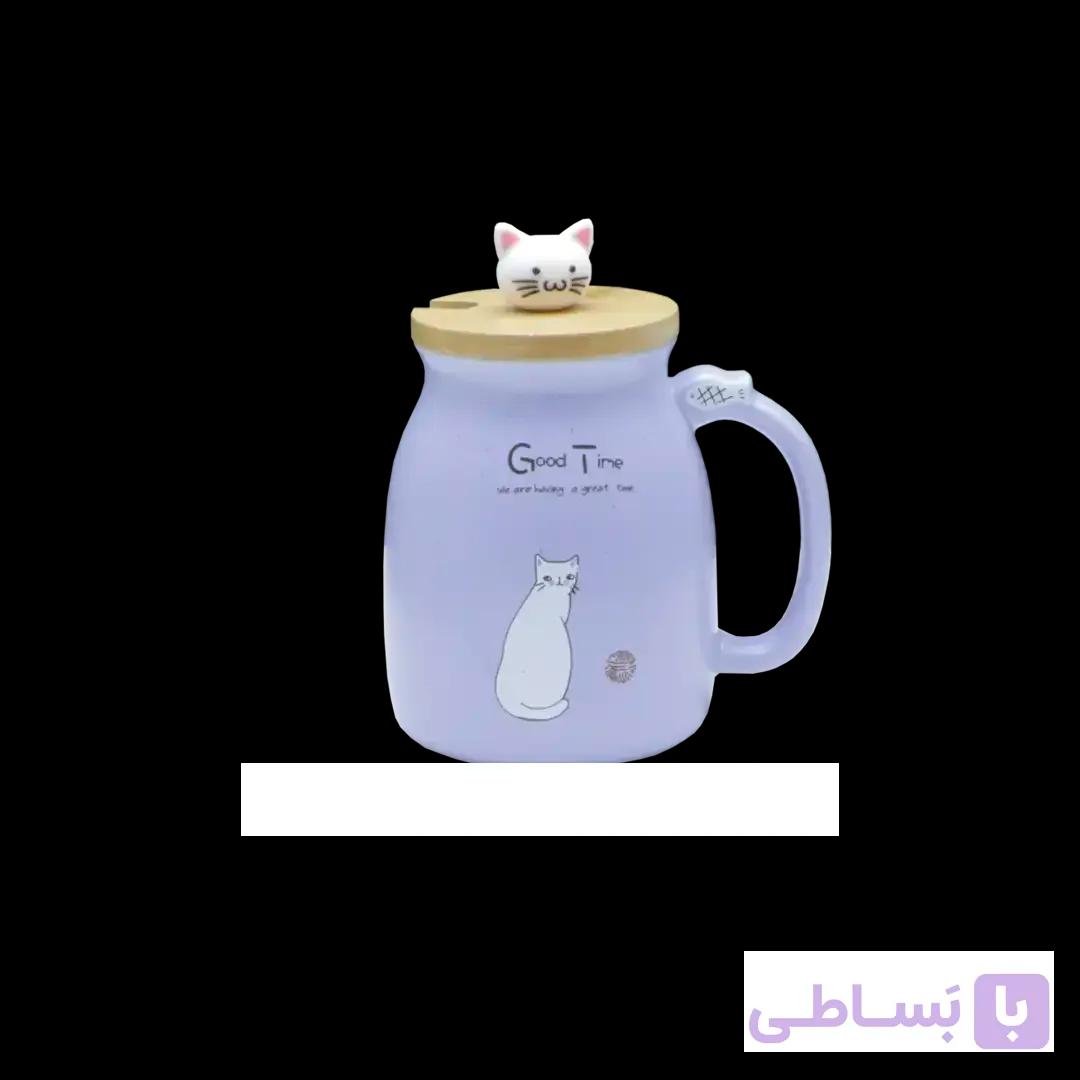 ماگ درب گربه ای همراه با قاشق