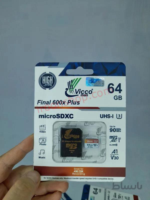 رم میکرو ۶۴ گیگ ویکومن Vicco Final 600x Plus A1 V30 U3 C10 90MB/s
