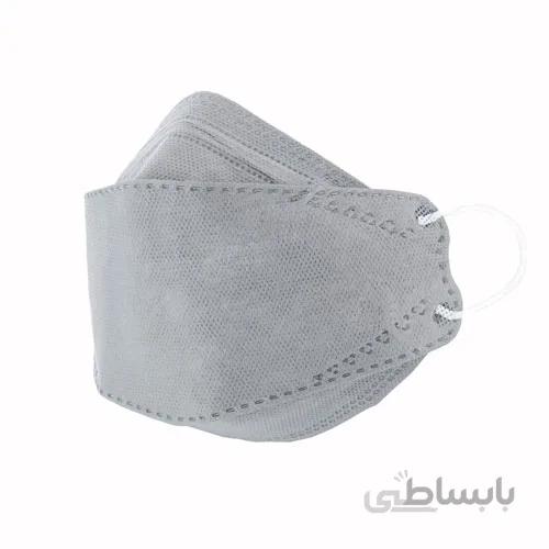 ماسک 4 لایه فست مدل 3D خاکستری بند سفید  بسته 25عددی