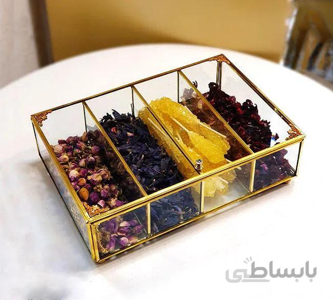 جعبه تی بگ 4 خانه برنجی