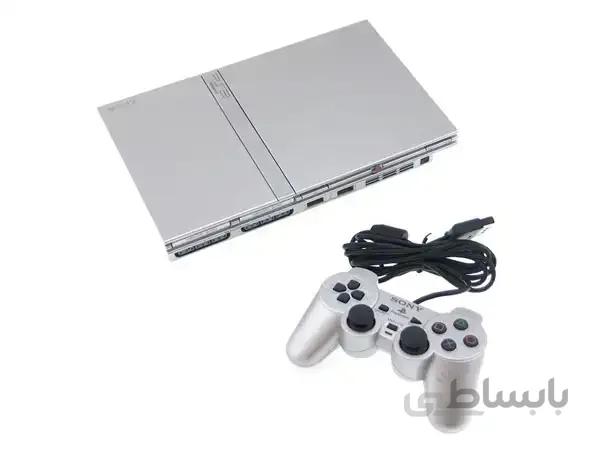 خرید پلی استیشن 2 نقره ای دو دسته | قیمت ps2 نقره ای همراه با دسته اضافه