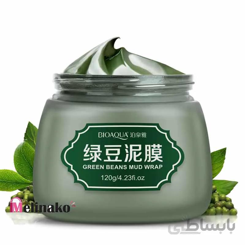 ماسک آبرسان صورت لوبیا سبز بیوآکوا حجم 120گرم مدل green beans mud wrap BIOAQUA